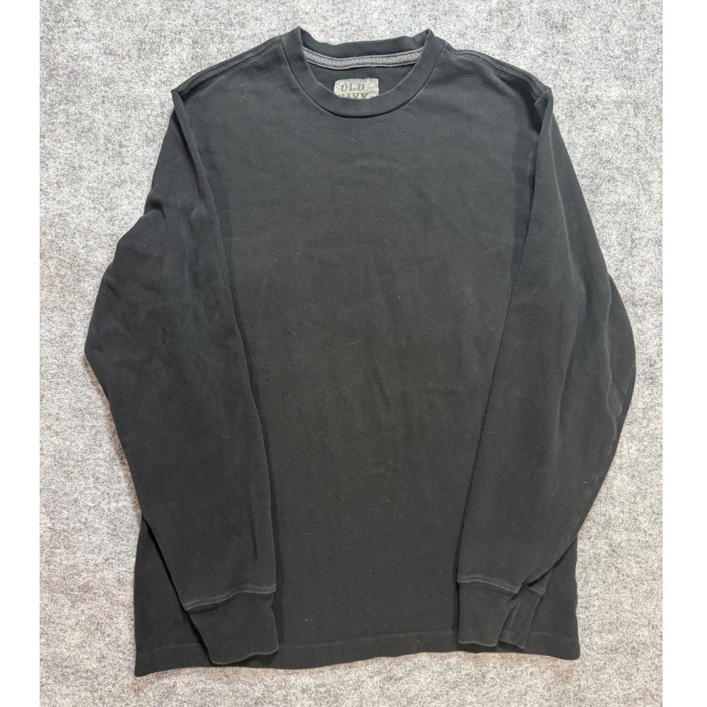 Old Navy Mens Small Black Long Sleeve Crewneck T-Shirt Ribbed Cuffs Basic Tee